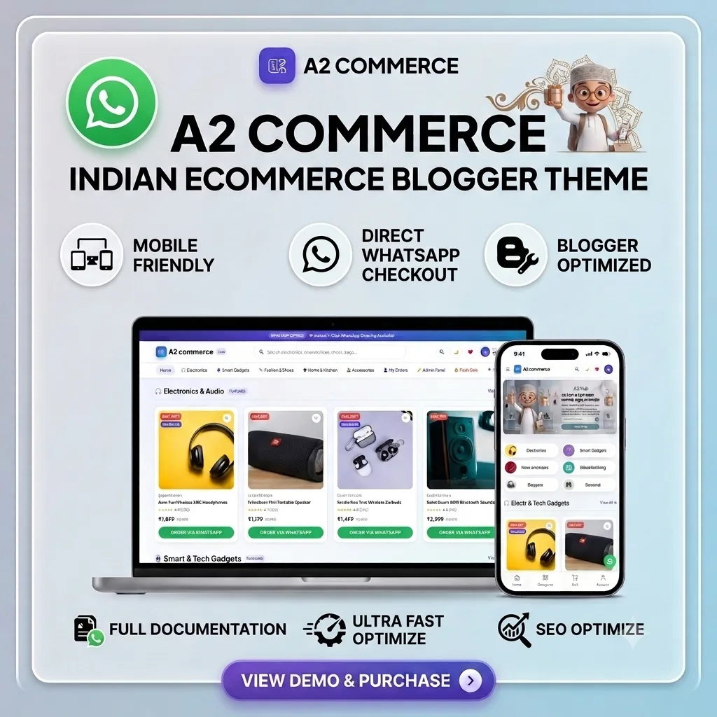 A2 Commerce – Indian eCommerce Blogger Theme (UPI) 2026